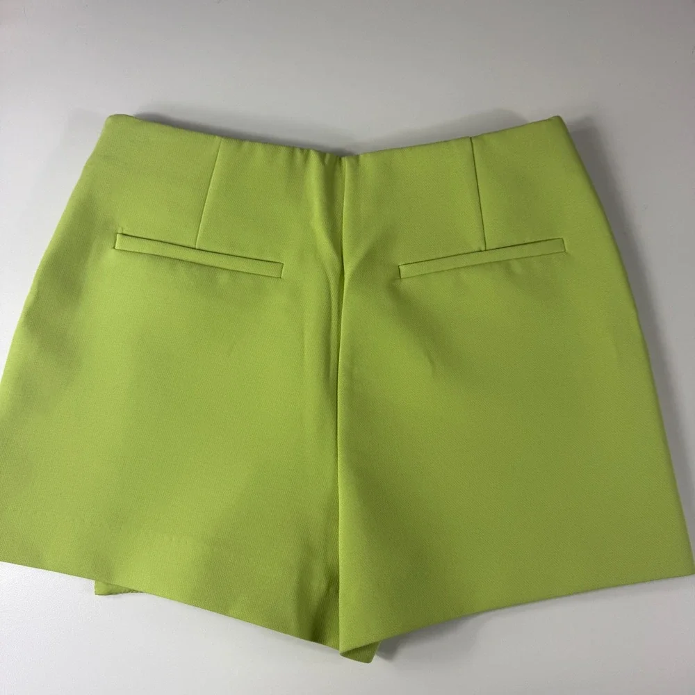 ZARA Skort Women Medium Green Mini Skirt Shorts Chic Minimalist Streetwear - Picture 3 of 9